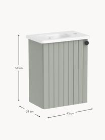 Meuble avec vasque à encastrer Emil, larg. 45 cm, gauche, Vert sauge, larg. 45 x haut. 58 cm