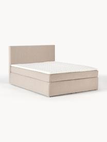 Boxspringbett Eliza, Bezug: 100 % Polyester Der strap, Matratze: 5-Zonen-Taschenfederkern, Webstoff Beige, B 140 x L 200 cm, Härtegrad H2