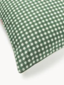 Housse de couette en percale de coton Pine, Vert sauge, vert foncé, rouge, larg. 200 x long. 200 cm