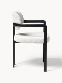 Bouclé židle s područkami Adrien, Bílá, černá, Š 56 cm, H 56 cm