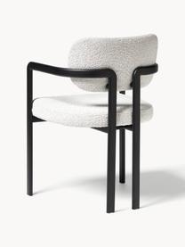 Bouclé fauteuil Adrien, Bekleding: bouclé (100% polyester) M, Poten: gecoat metaal, Bouclé wit, zwart, B 56 x D 56 cm