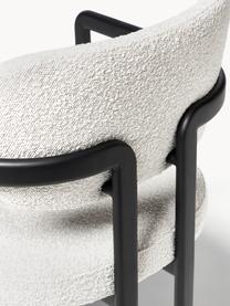 Krzesło z podłokietnikami Bouclé Adrien, Tapicerka: Bouclé (100% poliester) D, Nogi: metal powlekany, Stelaż: płyta wiórowa Ten produkt, Biały Bouclé, czarny, S 56 x G 56 cm
