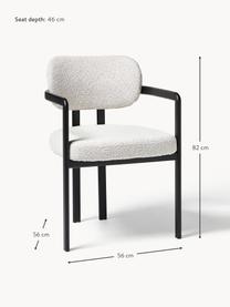 Sillón en tejido bouclé Adrien, Tapizado: tejido bouclé (100% polié, Patas: metal recubierto, Bouclé blanco, negro, An 56 x F 56 cm