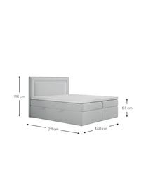 Sametová boxspring postel s úložným prostorem premium Annecy, Světle šedá, 140 x 200 cm, stupeň tvrdosti H3