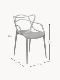 Armstoelen Masters, 2 stuks, Kunststof, Grijs, B 57 x D 47 cm