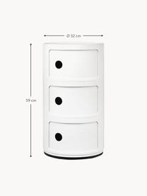 Design container Componibili, 3 modules, Kunststof (ABS), gelakt, Greenguard gecertificeerd, Wit, glanzend, Ø 32 x H 59 cm