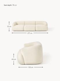 Divano componibile 3 posti in teddy Sofia, Rivestimento: teddy (100% polipropilene, Struttura: legno di abete rosso, cer, Piedini: plastica Il materiale uti, Teddy bianco latte, Larg. 277 x Prof. 103 cm