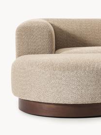 Modulares Ecksofa Natalie aus Teddy-Bouclé, Bezug: Teddy-Bouclé (100 % Polye, Gestell: mitteldichte Holzfaserpla, Sockel: Massives Buchenholz, lack, Teddy-Bouclé Beige, dunkles Buchenholz, B 337 x T 197 cm, Eckteil links