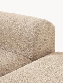 Modulares Ecksofa Natalie aus Teddy-Bouclé, Bezug: Teddy-Bouclé (100 % Polye, Gestell: mitteldichte Holzfaserpla, Sockel: Massives Buchenholz, lack, Teddy-Bouclé Beige, dunkles Buchenholz, B 337 x T 197 cm, Eckteil links