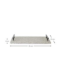 Dienblad Stone van keramiek met handvat, L 35 x B 25 cm, Keramiek, Wit, zwart, L 35 x B 25 cm