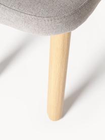 Gestoffeerde kruk Wing met houten poten, Bekleding: 100 % polyester Met 40.00, Poten: berkenhout, Geweven stof grijs, berkenhout, B 50 x H 41 cm
