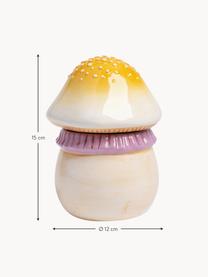 Handbemalte Aufbewahrungsdose Magic Mushroom aus Dolomit, Dolomit, Rosa, Off White, Sonnengelb, Ø 12 x H 15 cm