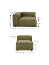 Modulares Sofa Lennon (4-Sitzer), Bezug: Polyester Der hochwertige, Gestell: Massives Kiefernholz FSC-, Füße: Kunststoff, Webstoff Olivgrün, B 327 x T 119 cm