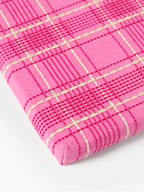 Kariertes Baumwollsitzkissen Orla mit Stickereien, 100 % Baumwolle, Pink, B 40 x L 37 cm