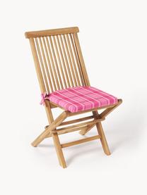 Cuscino sedia in cotone a quadri con ricamo Orla, 100% cotone, Rosa, Larg. 40 x Lung. 37 cm