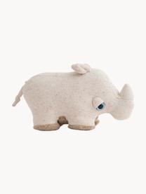 Coussin peluche artisanal Savanah Rhino, Beige clair, chiné, larg. 25 x haut. 15 cm