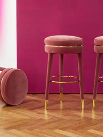 Tabouret de bar en velours I Am Not A Macaron, Rose vif, Ø 41 x haut. 78 cm