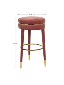 Tabouret de bar en velours I Am Not A Macaron, Rose vif, Ø 41 x haut. 78 cm