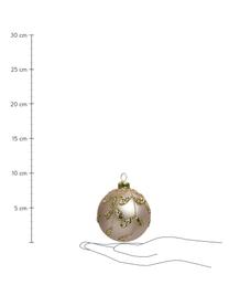 Weihnachtskugeln Stem Ø 8 cm, 3 Stück, Goldfarben, Beige, Ø 8 cm