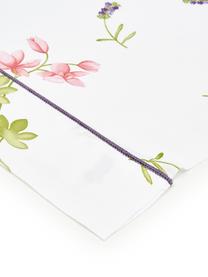 Drap plat en satin de coton Songe, Blanc, vert, lilas, rose vif