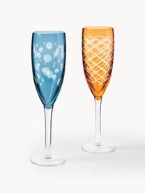 Champagneglazen Cuttings, set van 6, Glas, Rood, Ø 7 x H 24 cm, 230 ml