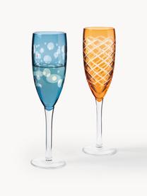 Champagneglazen Cuttings, set van 6, Glas, Rood, Ø 7 x H 24 cm, 230 ml