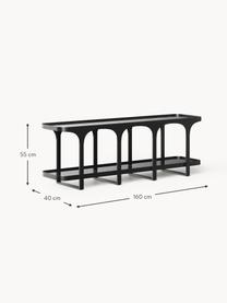 Credenza bassa effetto travertino Bella, Struttura: metallo verniciato a polv, Nero effetto marmo, Larg. 160 x Alt. 55 cm