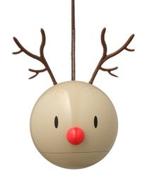 Décoration de sapin de Noël Reindeer, 2 pièces, Plastique, métal, Beige, rouge, larg. 10 x haut. 7 cm