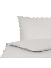 Housse de couette en percale de coton Bommy, Gris, larg. 240 x long. 220 cm