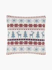 Gebreide kussenhoes David met een winters patroon, 100% katoen, Meerkleurig, B 40 x L 40 cm