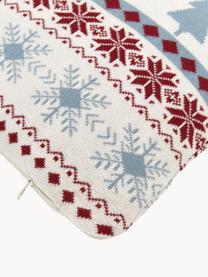 Gebreide kussenhoes David met een winters patroon, 100% katoen, Meerkleurig, B 40 x L 40 cm