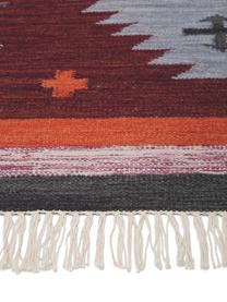 Passatoia kilim in lana tessuta a mano Kilian, 100% lana

Nel caso dei tappeti di lana, le fibre possono staccarsi nelle prime settimane di utilizzo, questo e la formazione di lanugine si riducono con l'uso quotidiano, Rosso scuro, Larg. 80 x Lung. 250 cm