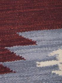 Passatoia kilim in lana tessuta a mano Kilian, 100% lana

Nel caso dei tappeti di lana, le fibre possono staccarsi nelle prime settimane di utilizzo, questo e la formazione di lanugine si riducono con l'uso quotidiano, Rosso scuro, Larg. 80 x Lung. 250 cm