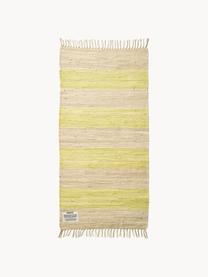 Ręcznie tkany chodnik z bawełny z frędzlami Chindi, 100% bawełna, Jasny żółty, jasny beżowy, S 60 x D 120 cm