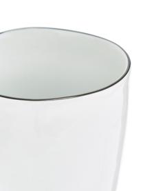 Handgemachte Tassen Salt aus Porzellan, 6 Stück, Porzellan, Gebrochenes Weiß mit schwarzem Rand, Ø 8 x H 12 cm, 300 ml