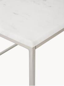 Mramorový konferenční stolek Alys, Bílá mramorovaná, stříbrná, Š 80 cm, H 45 cm
