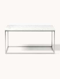 Table basse en marbre Alys, Blanc marbré, argenté, larg. 80 x prof. 45 cm