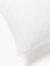 Taie d'oreiller en percale de coton délavé Leonie, Blanc, larg. 50 x long. 70 cm