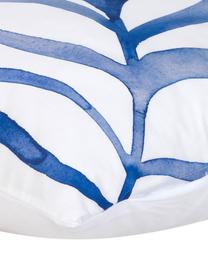 Bavlněný perkálový povlak na polštář se vzorem listů Francine, 2 ks, Přední strana: modrá, bílá Zadní strana: bílá, Š 40 cm