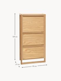 Zapatero Newest, 3 compartimentos plegables, Madera de roble, An 65 x Al 139 cm