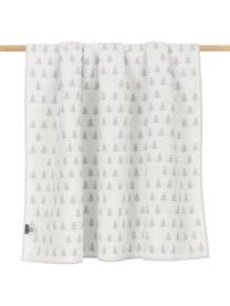 Plaid gris blanc coton motif hiver Tannen, Gris, blanc