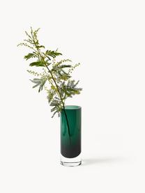 Ručně foukaná váza Nicola, Sodnovápenaté sklo, Tmavě zelená, transparentní, Ø 8 cm, V 22 cm