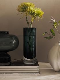 Mundgeblasene Vase Nicola, H 22 cm, Natron-Kalk-Glas, Dunkelgrün, Transparent, Ø 8 x H 22 cm