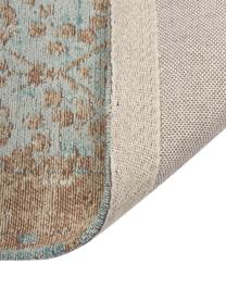 Tapis de couloir vintage chenille tissé main Rimini, Turquoise, taupe, brun, larg. 80 x long. 250 cm