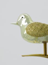 Décorations de sapin de Noël avec clip Safar, 4 pièces, Verre, plumes de canard, Doré, blanc, larg. 17 x haut. 7 cm