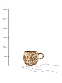 Tasse émaillée en grès artisanale Paula, Grès cérame, Brun, blanc crème, Ø 9 x haut. 8 cm, 275 ml