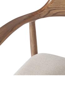 Chaise à accoudoirs en bois de frêne Alis, Tissu beige, bois de frêne, larg. 59 x long. 78 cm