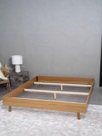 Łóżko z drewna bez zagłówka Tammy, Stelaż: sklejka z fornirem z drew, Nogi: lite drewno dębowe, Drewno dębowe, S 180 x D 200 cm