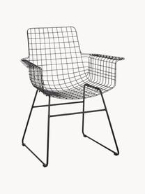 Silla con reposabrazos de metal Wire, Metal con pintado en polvo, Negro, An 72 x F 56 cm