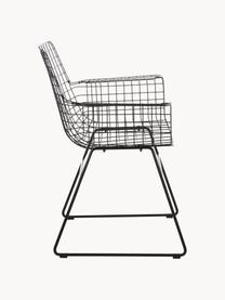 Silla con reposabrazos de metal Wire, Metal con pintado en polvo, Negro, An 72 x F 56 cm